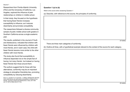 Stage 2 Psychology 2024 Social Influence Test