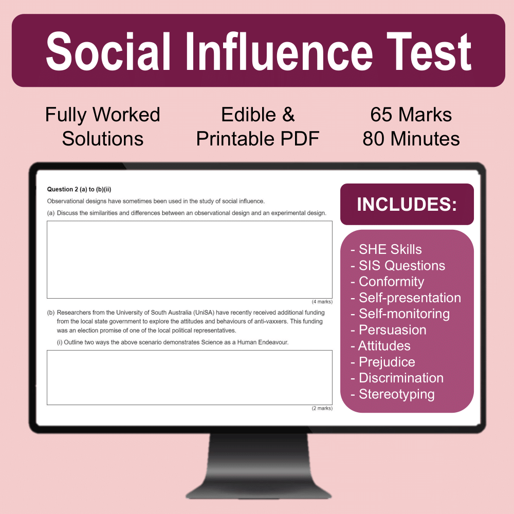 Stage 2 Psychology 2024 Social Influence Test